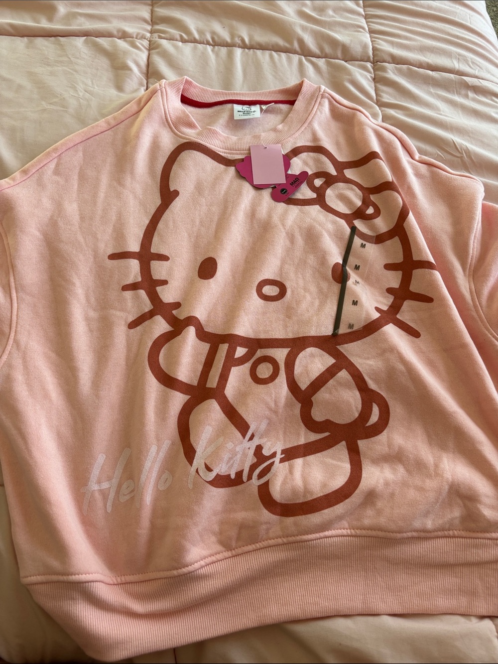 Hello Kitty Pink Crewneck Sweatshirt with Brown Graphic